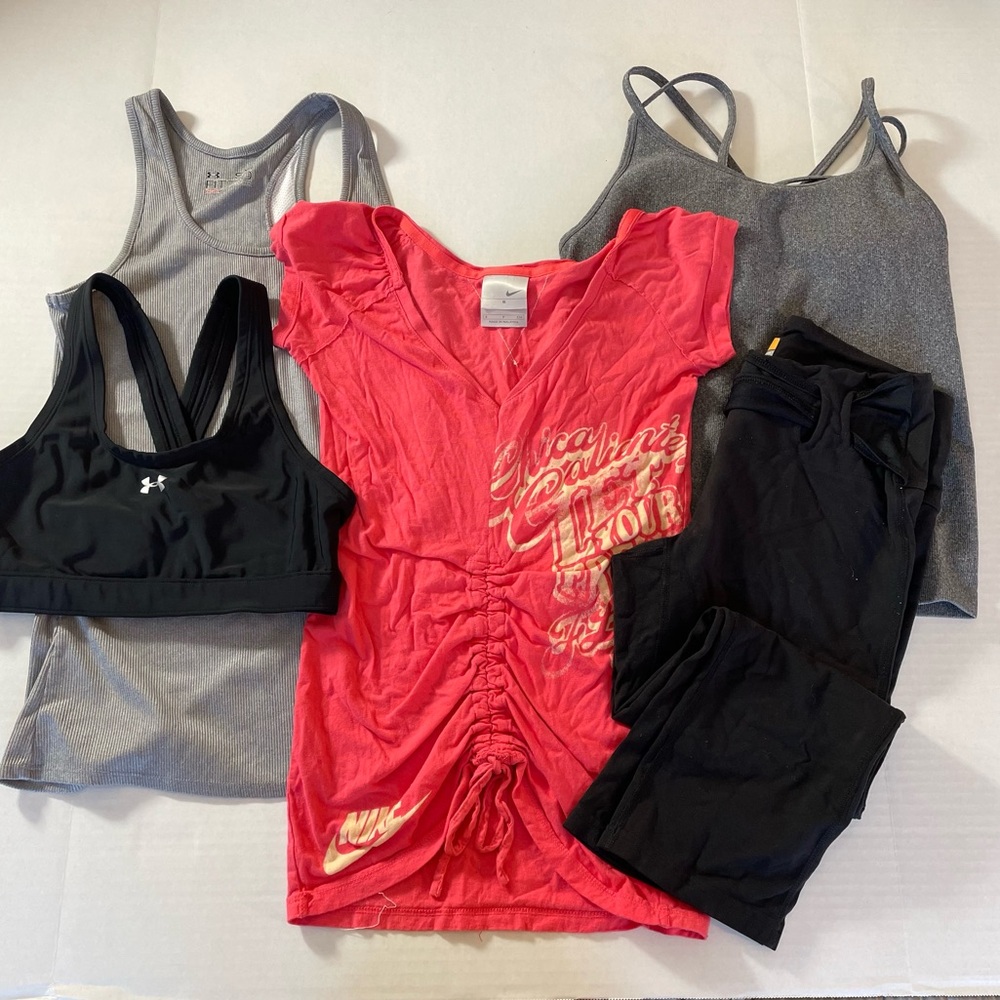 5pc bundle Nike Under Armour workout athletic wear bundle set